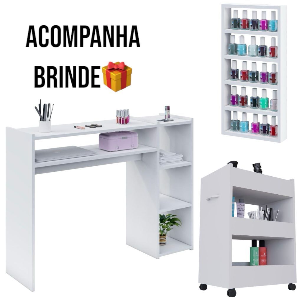 Mesa Manicure Pedicure Completa Profissional Estética Unha Gel Salão De ...