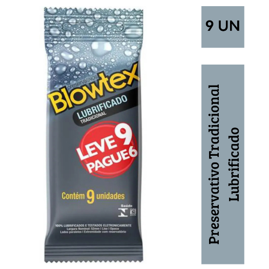 Preservativo Blowtex Lubrificado Tradicional 9 Unidades - Leve 9 Pague 6
