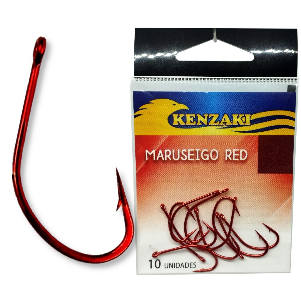 Anzol Kenzaki Maruseigo Red Aço Carbono | N° 6 a 22 - 10 a 20 pçs