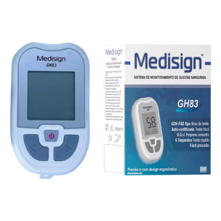 KIT Medidor ou 50 Tiras De Glicemia Diabetes Glicosímetro Medisign Gh83