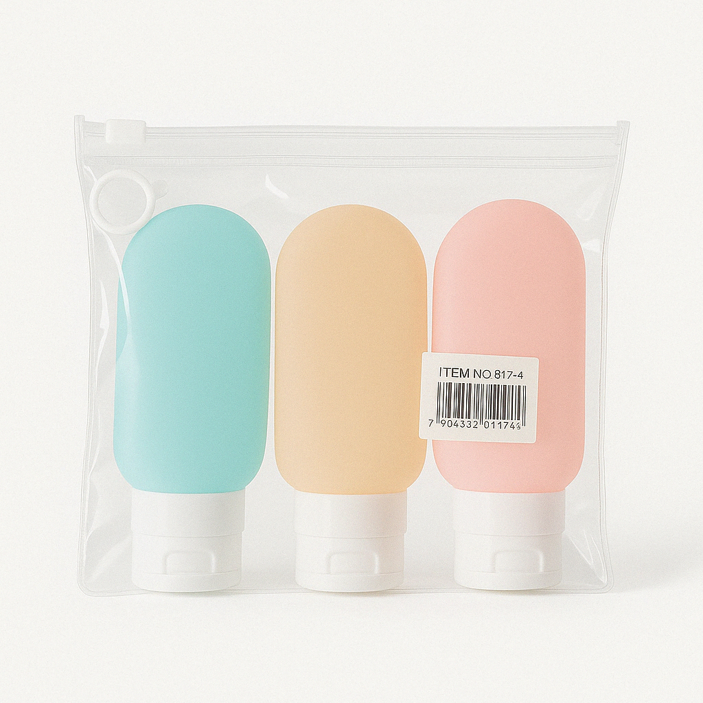 Kit Mini Frasco Viagem Pote Loção 3un Higiene Limpeza Leve Silicone ...