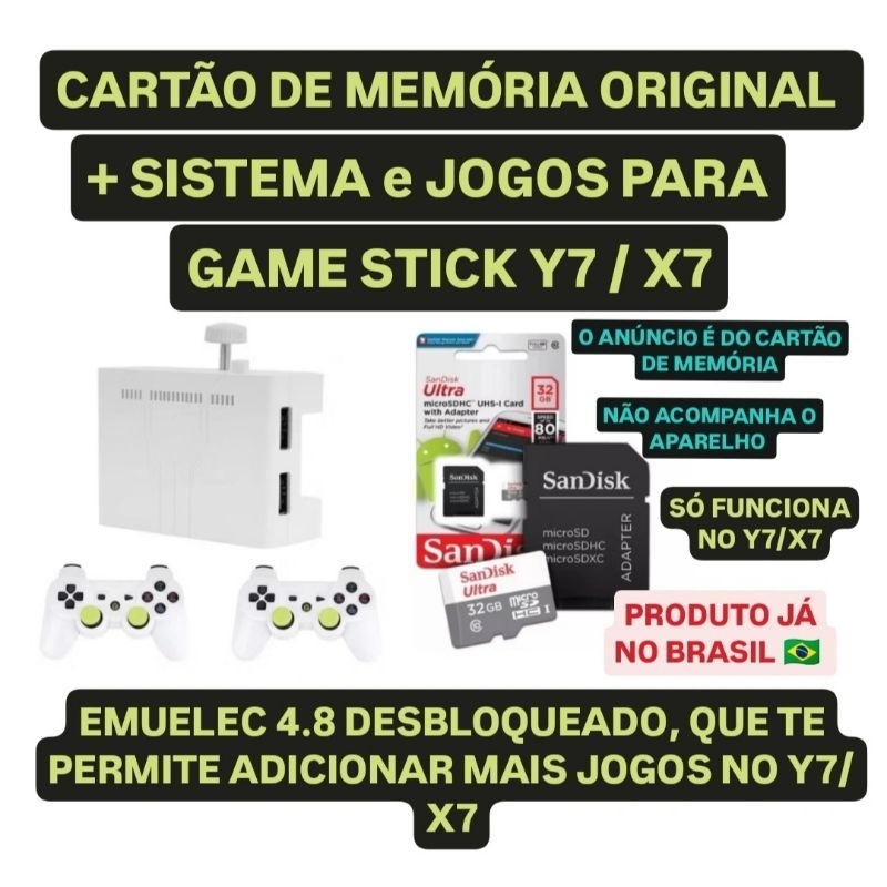 Cartão SD 32GB Original Com Sistema Para Game Stick Y7 e X7 Emuelec 4.8 Destravado Atualizado