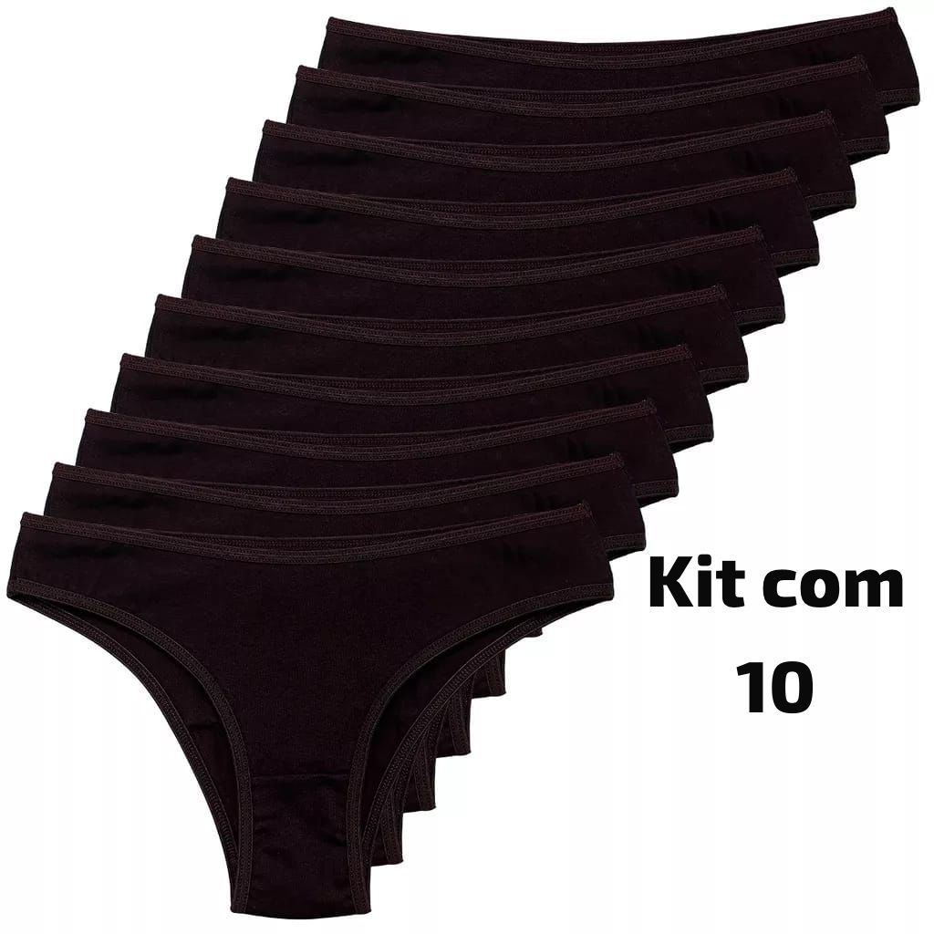 Kit Calcinha Cotton Confort Algodão Tanga Básica Feminina Conforto