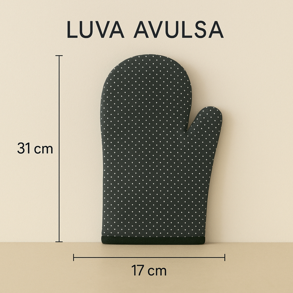 Luva para Cozinha/Opção de Par de Luva/Luva Avulsa/Kit Luva + Apoio Térmico Forno/Fogão
