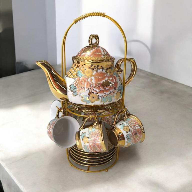 Conjunto de Chá,café Vintage em Cerâmica e porcelana com 6 Conjunto de Chá,café Vintage em Cerâmica e porcelana com 6