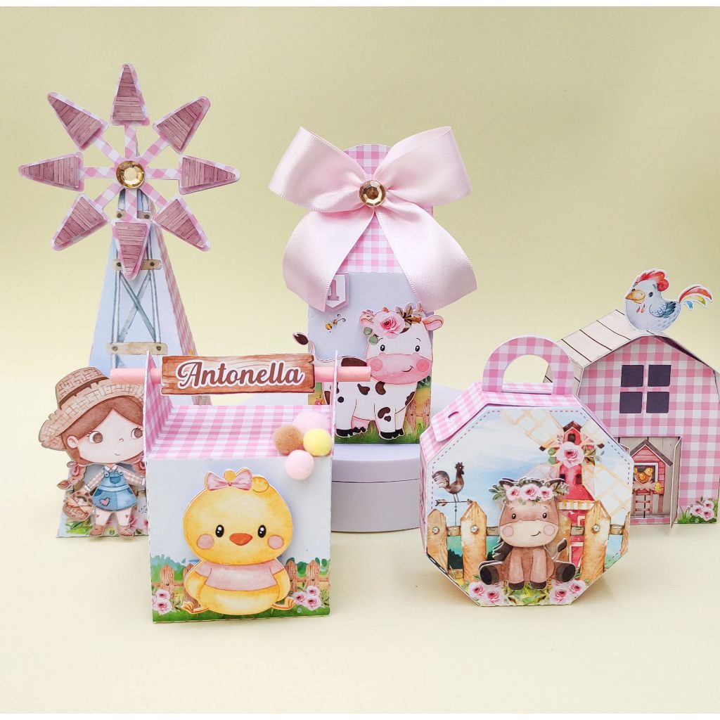 Kit Personalizados Lembrancinha Fazendinha Menina Rosa Pronto | Shopee ...