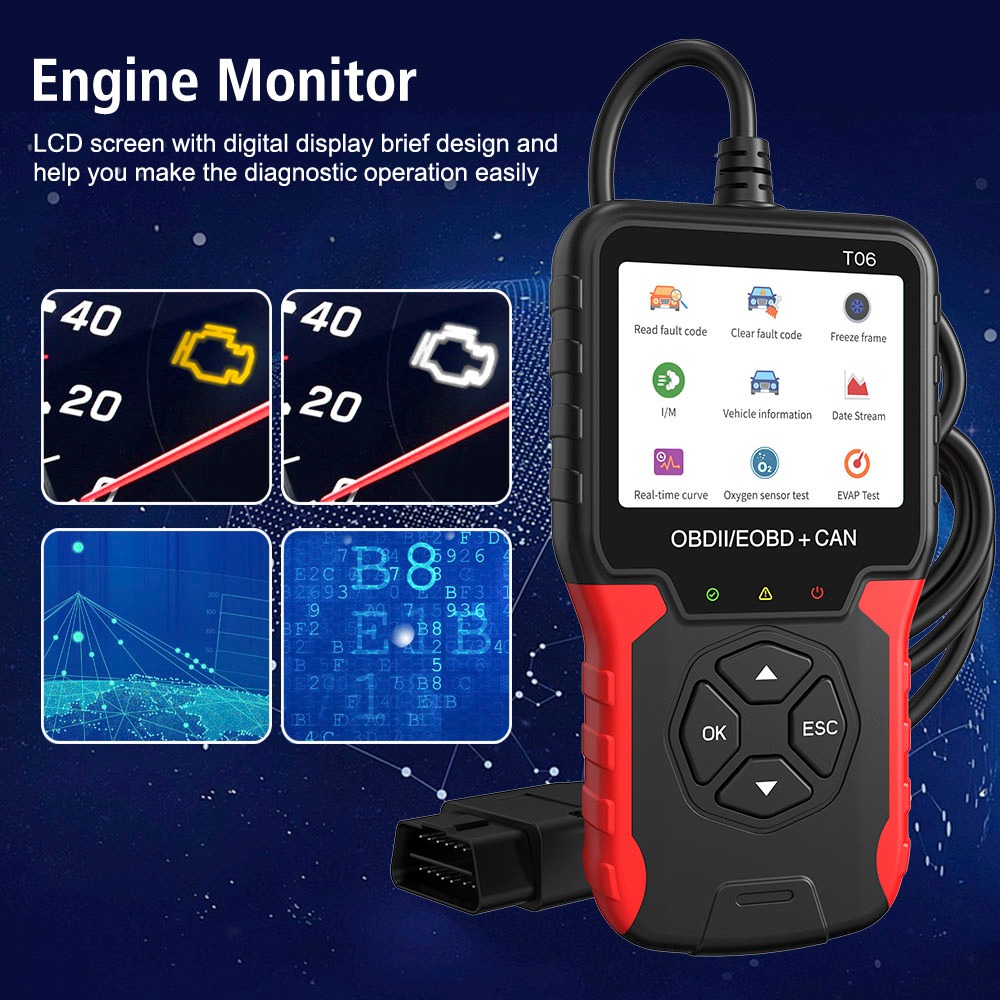 Scanner Automotivo Profissional T06 Leitor Obd2 Detector de falhas ...