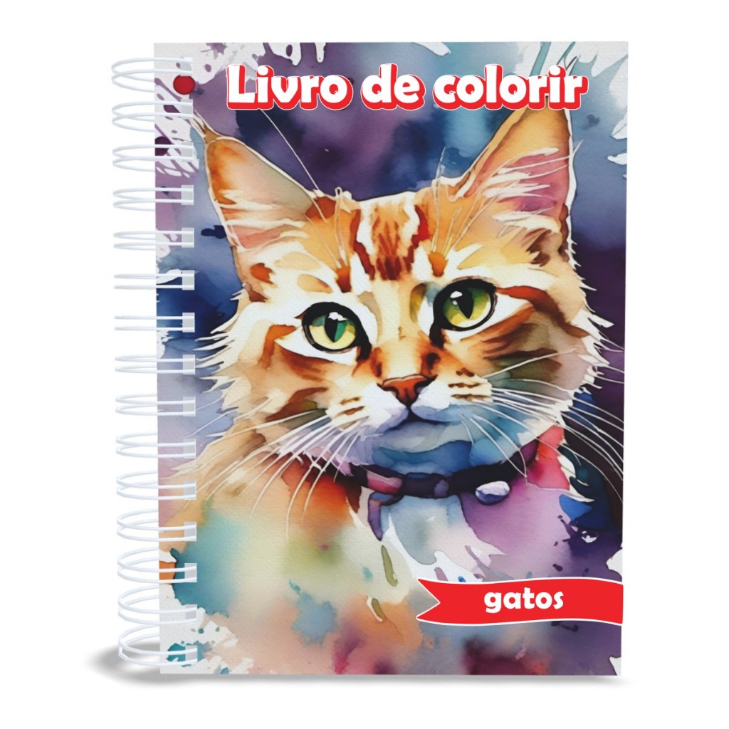 Livro de Colorir Gatos - Capa Dura tamanho A5 gramatura 180g 50 ...