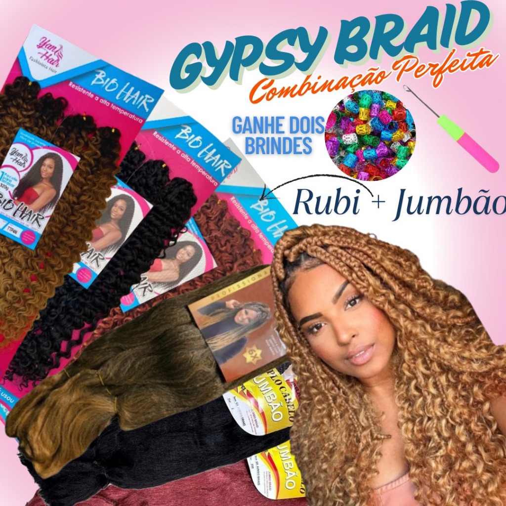 GYPSY BRAID CABELO MODELO RUBI + JUMBÃO PARA TRANÇAS | Shopee Brasil