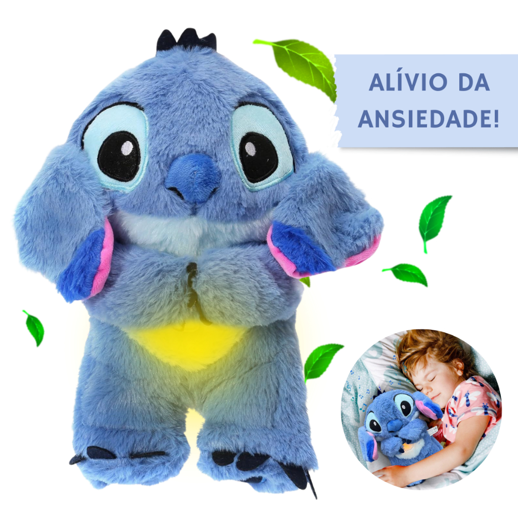 Urso Pelúcia Lilo Stitch Respira Anti-ansiedade Acalma C/luz