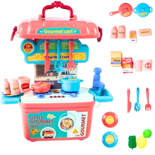 Kit Cozinha Completa Som de Verdade Realista Infantil Cor Rosa Castela