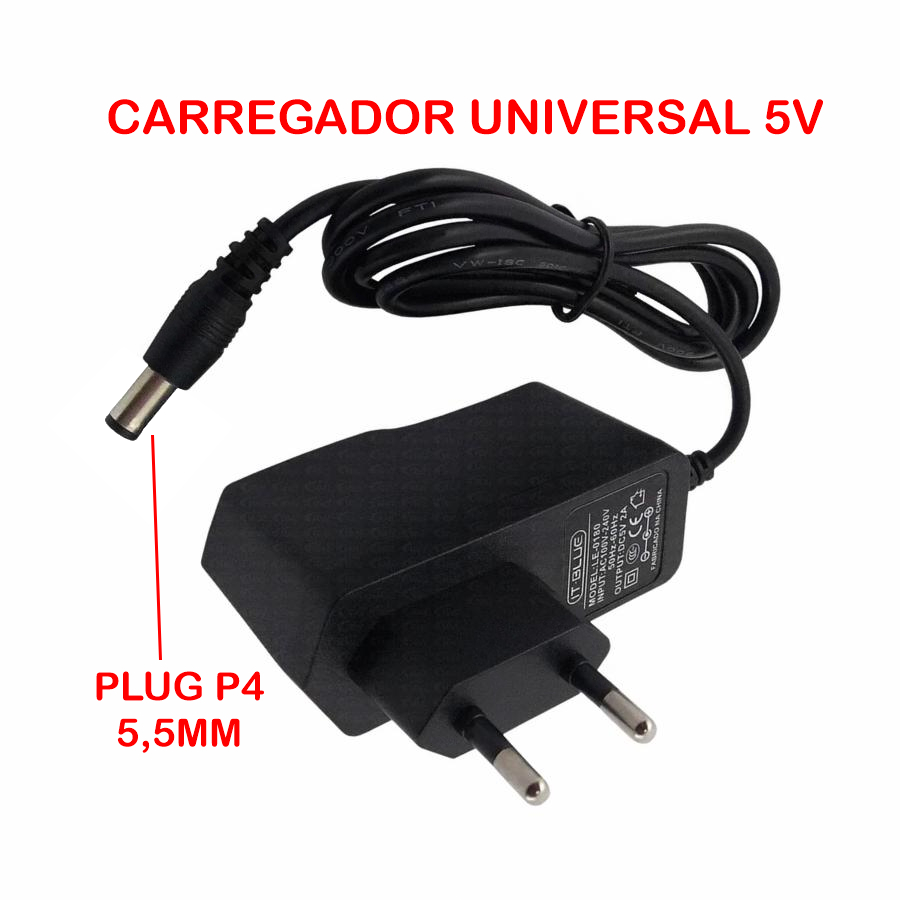 CARREGADOR UNIVERSAL BIVOLT 5V - PLUG P4 (5.5MM) | Shopee Brasil