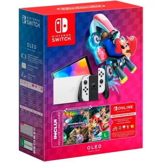 Console Nintendo Switch Oled + Jogo Mario Kart 8 Deluxe + Voucher Nintendo Online 3 Meses Nacional Garantia de 1 ano