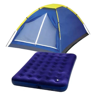 Kit Barraca Pessoas 2 Acampamento Camping + Colchão Casal Com Inflador Embutido Resistente em Oferta na Shopee