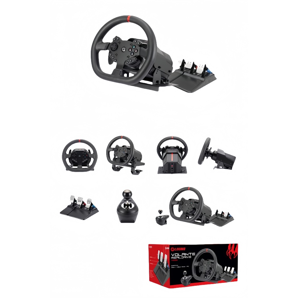 Volante Gamer V995 Controle Driving Simulador Racing Joystick C/ Pedal Direção Force Feedback