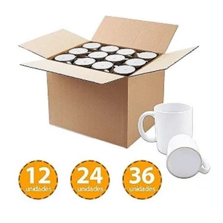 Caixa com 12, 24, 36 unidades de Caneca Branca para Sublimação porcelana 325ml