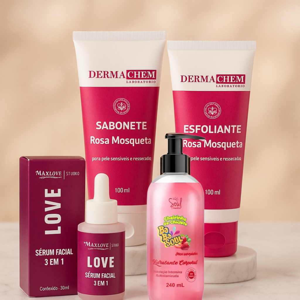 Kit skin care Rosa Mosqueta Completo Sabonete Hidratante Facial Serum ...