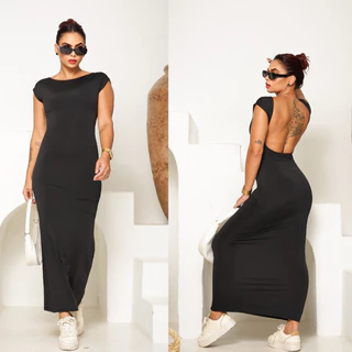 Vestido Feminino Justo de Costas Nua Longo Decote Costa Casual Estiloso em Oferta na Shopee