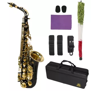 Sax Alto Saxofone Konig Preto Com Campana Dourada C/ Estojo Completo Haste Dupla