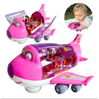 Avião Maluco Brinquedo infantil Giratorio Musical Gira 360 Bate E Volta Com Som Luz Rosa e Azul Menino e Menina Bonecos