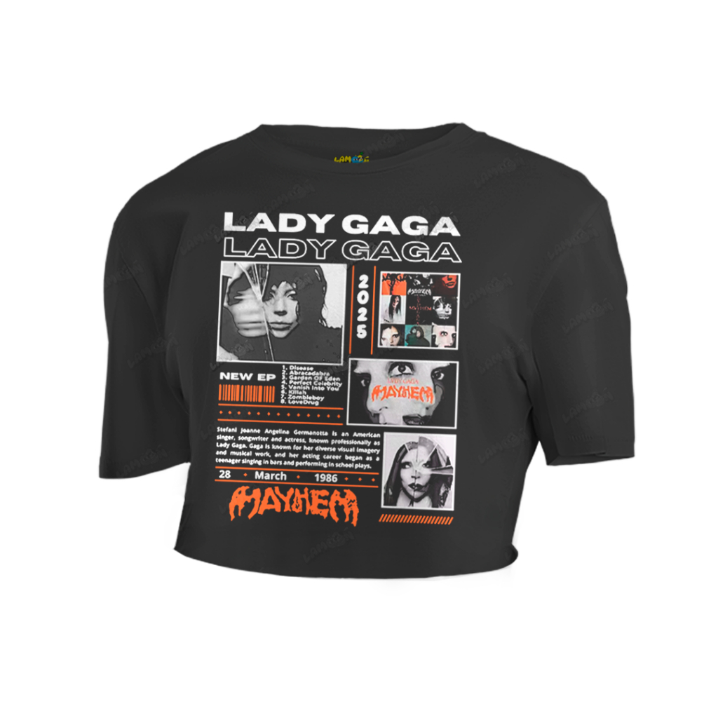 Cropped Oversized Graphic Tee Tshirt Lady Gaga Mayhem 2025