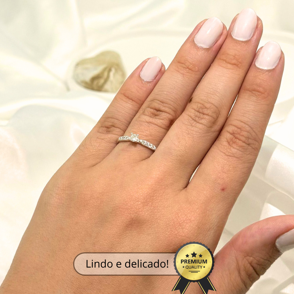 Anel solitário de prata 925 com zircônia — foto 5