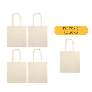 Kit 5 Ecobag Bolsa Sacola Lisa Sustentável Sacola algodão cru mercado ecobegue bolsa basica
