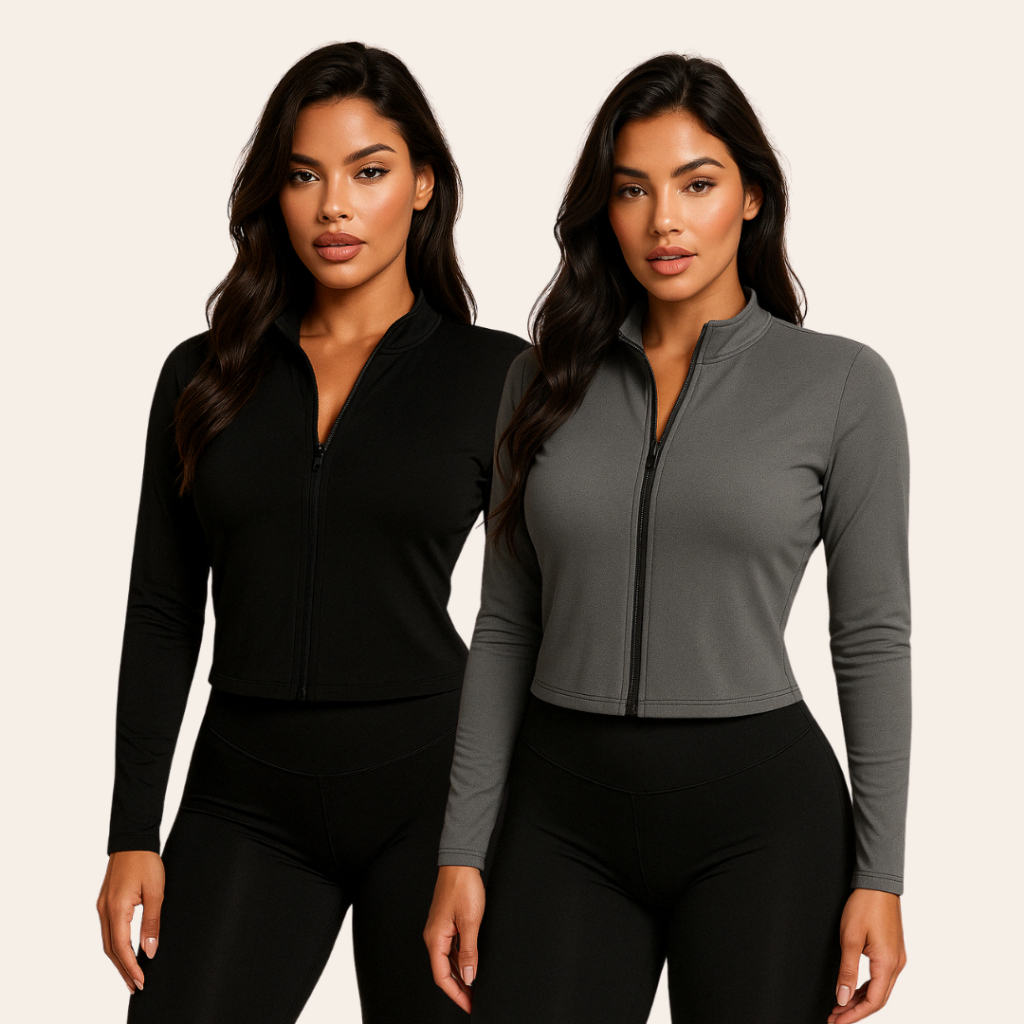 Kit 2 Casaco Feminino Treino Academia Slim Ziper Dryfit Proteção Solar Blusa Térmica em Oferta na Shopee