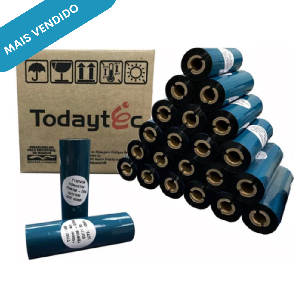 Caixa Ribbon Cera 110x74 Importado Todaytec para Impressora Argox Zebra ...