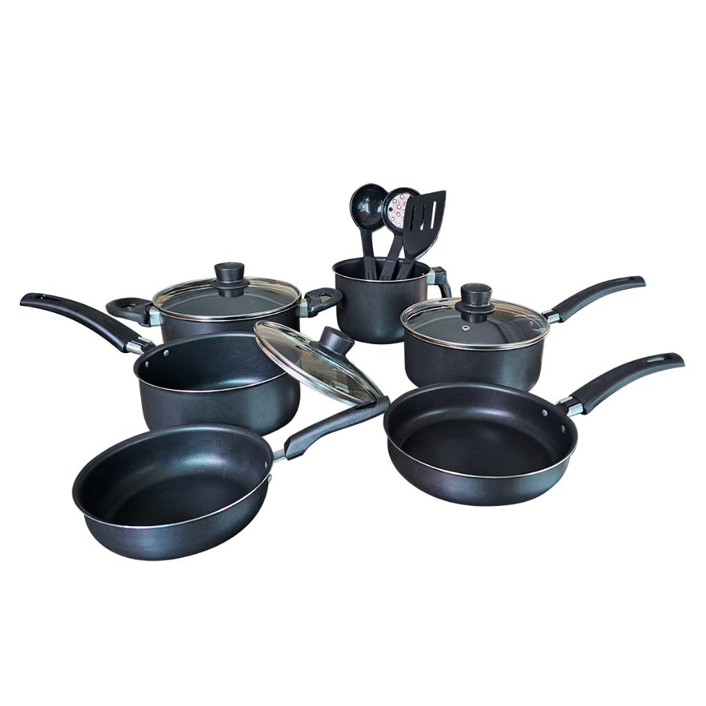 Jogo Panela Caçarola Conjunto Kit 9 Pçs Antiaderente Tampa Vidro Teflon