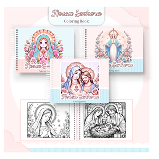 Livro de Colorir NOSSA SENHORA 50 Folhas Papel 180g wire-o capa normal ou holográfica e pintar bob good em Oferta na Shopee