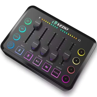 VEDO Mixer de Áudio para Jogos RGB De 5 Canais Com Interface De Microfone XLR Placa de Som de Transmissão Ao Vivo Rgb