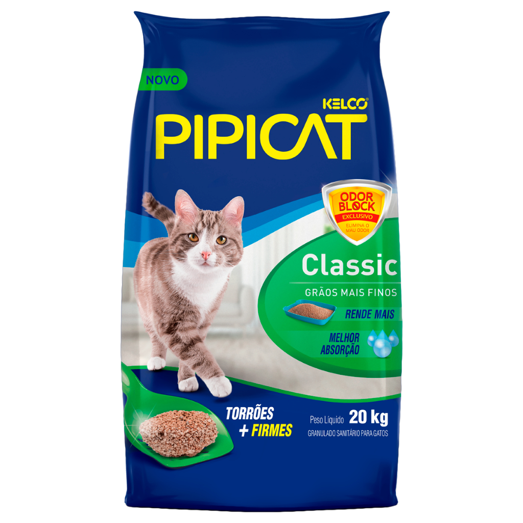 Areia Pipicat Classic para Gatos 20kg 12kg 4kg