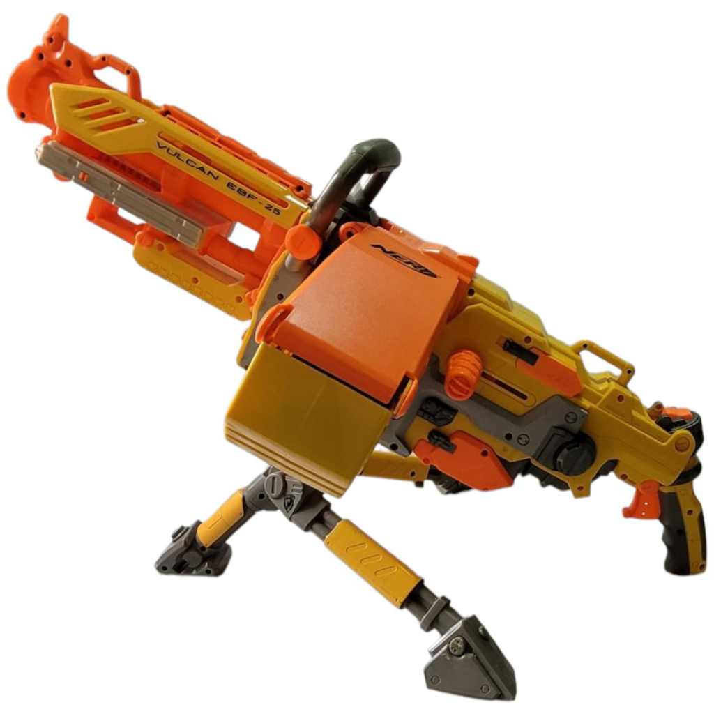 Nerf Vulkan Completa Tripé Cinta Ebf 25 Metralhadora (Usado