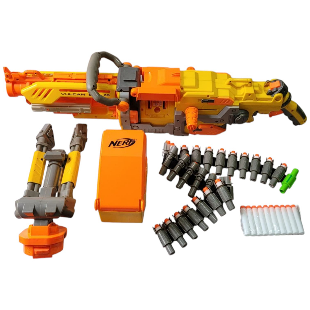 Nerf Vulkan Completa Tripé Cinta Ebf 25 Metralhadora (Usado