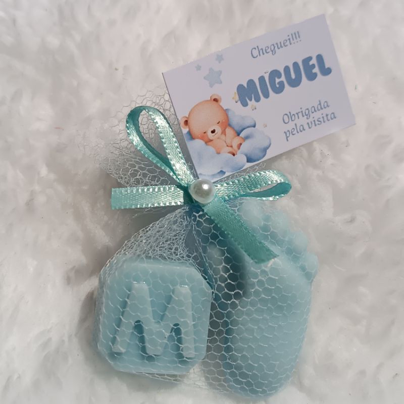 Mini Pezinho e Letra Azul - Kits 10 a 40 - Lembrancinhas Prontas Chá de Bebê Nascimento em Oferta na Shopee