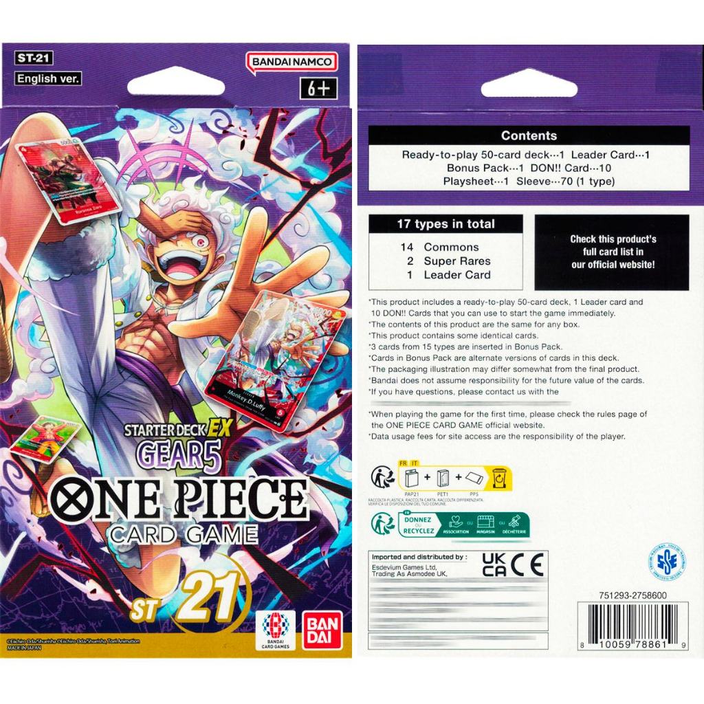 One Piece Starter Deck Ex Gear 5 St 21 Cartas Inglês Bandai