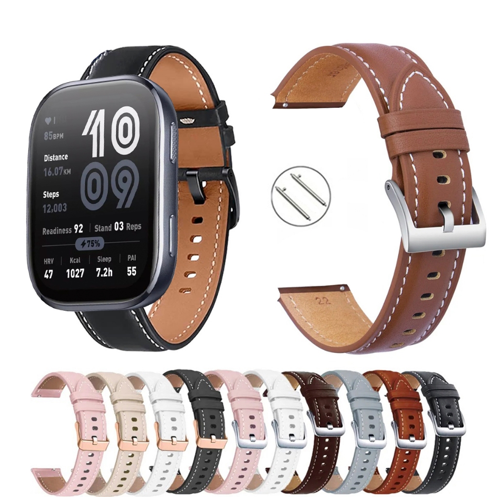 Pulseira 22mm de Couro para Smartwatch Amazfit Bip 6 de Engate Rapido