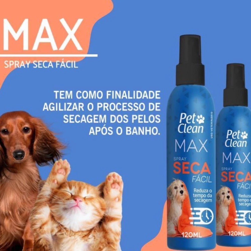 Spray Seca Fácil Max Linha Profissional Pet Clean 120 Ml | Shopee Brasil