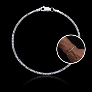 Pulseira Masculina Fina 2mm Modelo Pipoca Banhada a Prata 925 Estilo Elegante