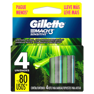 Aparelho de barbear Gillette MACH 3 Sensitive Refil 16 Unidades