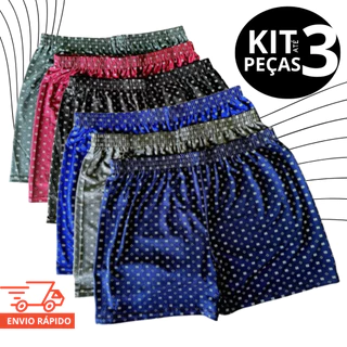KIT 3 UNIDADES Cueca Samba Canção Masculino Short de Dormir Shortinho Fresquinho Confortável Pijama em Oferta na Shopee