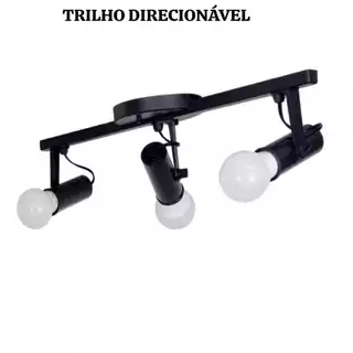 Luminária de Teto Spot Trilho TUBO 3 Lâmpadas Soft Direcionável E-27 Bivolt
