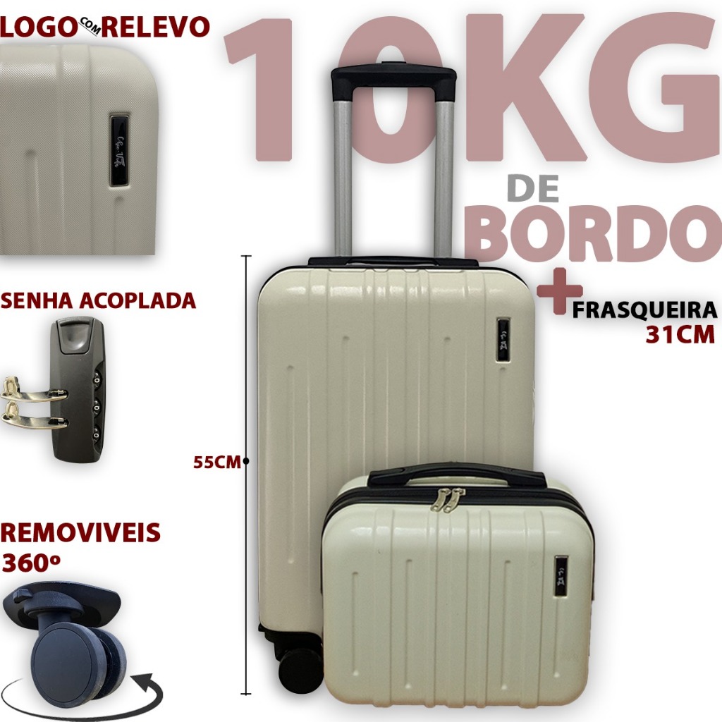Kit Mala De Bordo 10Kg Com Frasqueira Conjunto Mala De 10 Kilos E ...