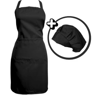 Kit Avental + Touca Profissional Oxford | Cozinheira Garçom Garçonete Buffet Unissex com Bolso frontal.
