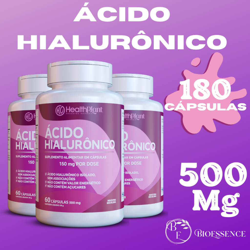 Fórmula Premium Natural Àcido Hialurônico em Cápsulas 500mg | Shopee Brasil