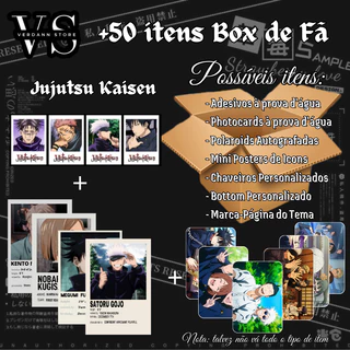 BOX +50 Itens Jujutsu Kaisen Photocards e Adesivos à prova d'água, Posters, Cards, Polaroids, etc