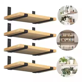 Kit 4 Prateleira Industrial Com Mão francesa de ferro invertida Nicho Decoração rustica luxo organização