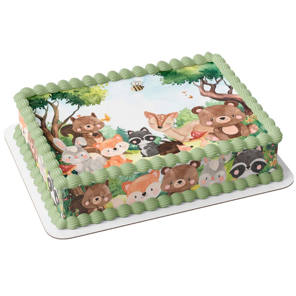 bosque encantado baby cute papel arroz comestível para bolo