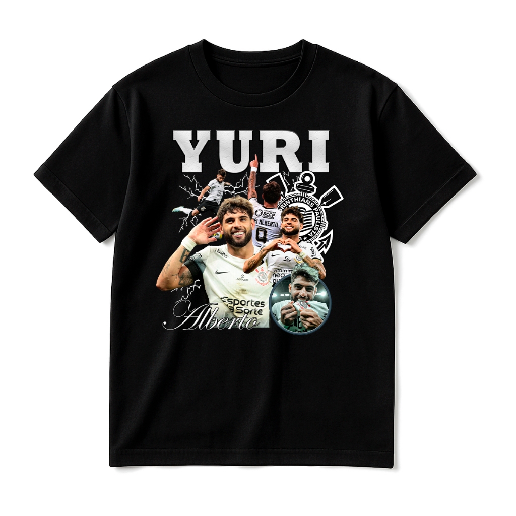 Camiseta Yuri Alberto Corinthians Algodão Camisa Timão Blusa Futebol ...